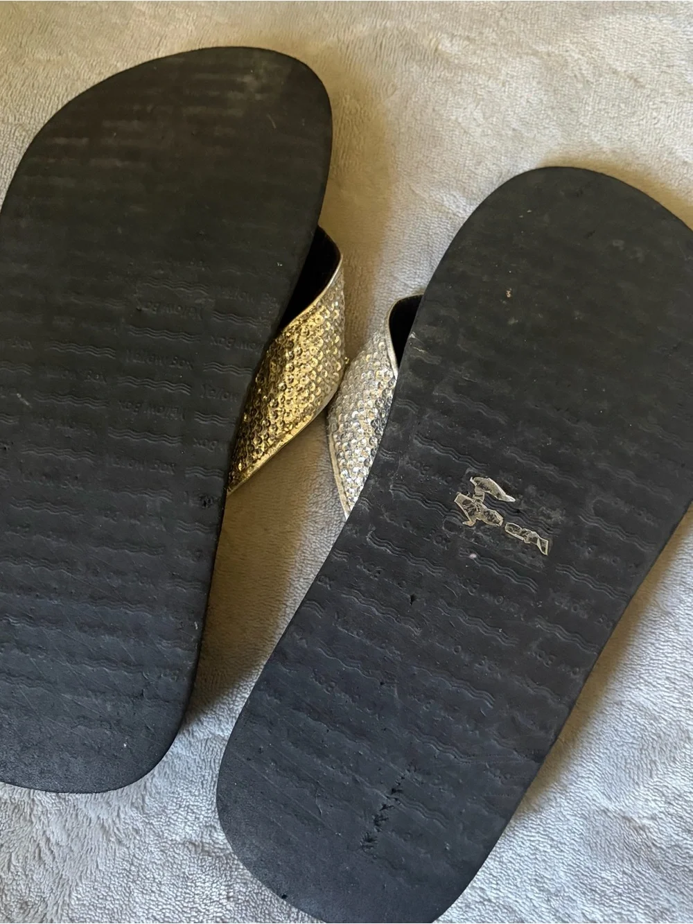 Yellow Box Gold Sequin Thong Sandals - Picture 6 of 6